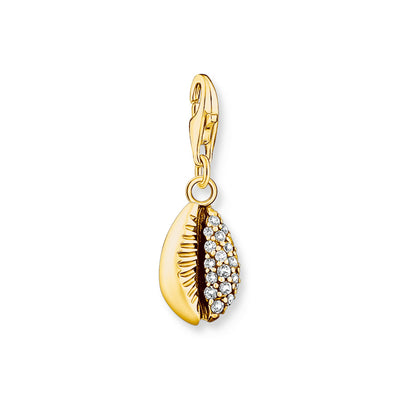 Charm pendant shell with white stones gold | THOMAS SABO Australia