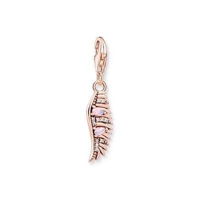 Charm pendant phoenix feather with pink stones rose gold | THOMAS SABO Australia