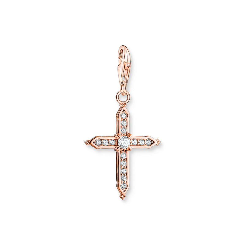Charm pendant cross with white stones rose gold | THOMAS SABO Australia