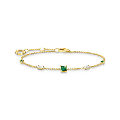 Gold Bracelet with Green and White Stones | THOMAS SABO Australia