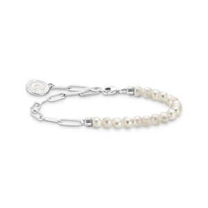 Charm bracelet with pearls and chain links silver | THOMAS SABO Australia