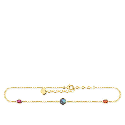 Ankle Chain Colourful Stones, Gold | Thomas Sabo