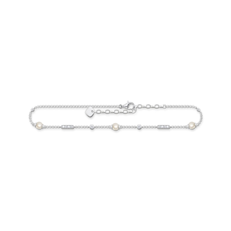 Anklet with pearls and white stones silver | THOMAS SABO Australia