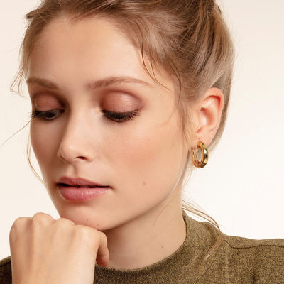 Chunky Hoop Earrings - Small Gold Plated