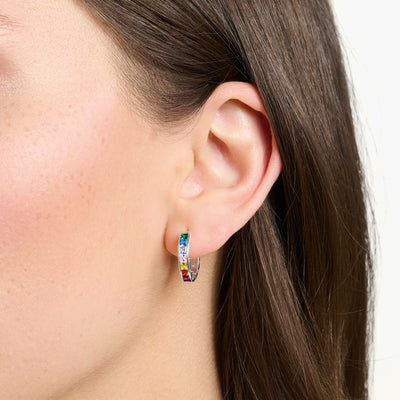 Hoop earrings colourful stones pavé silver | THOMAS SABO Australia