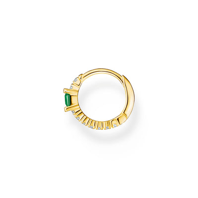 Single hoop earring green stone with white stones gold | THOMAS SABO Australia