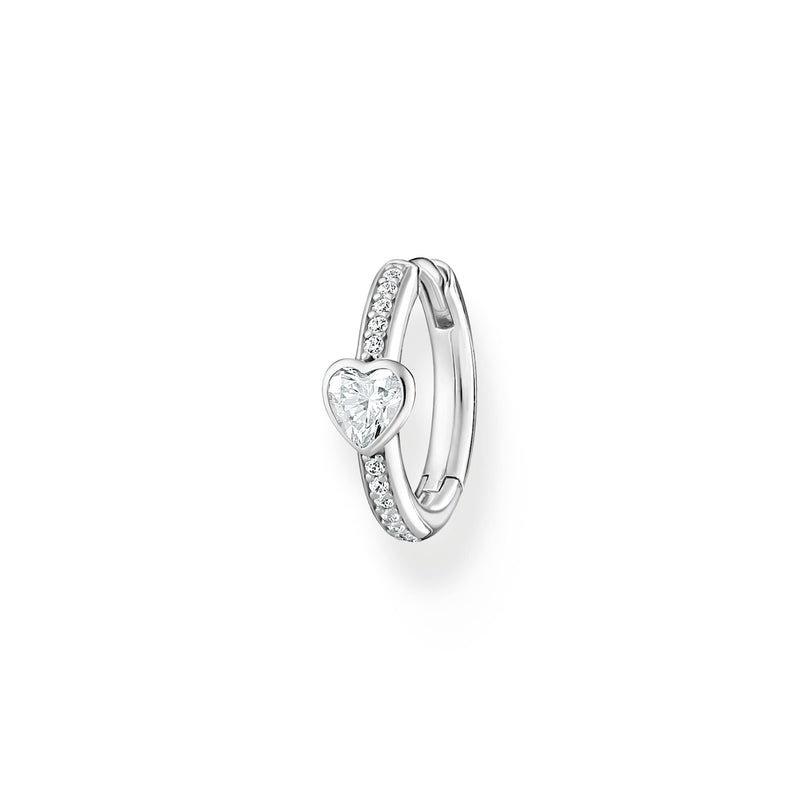 Single hoop earring with heart and white stones silver | THOMAS SABO Australia