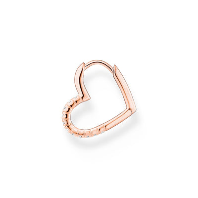 Single hoop earring heart with white stones rose gold | THOMAS SABO Australia