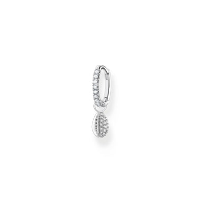 Single hoop earring with white stones and shell silver | THOMAS SABO Australia