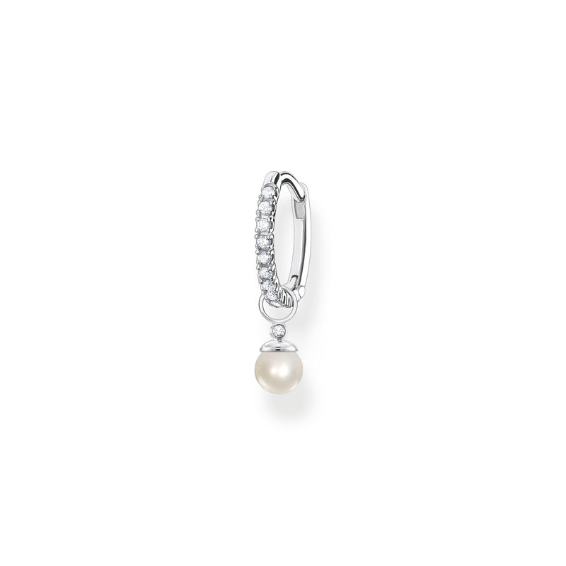 Single hoop earring with pearl pendant silver | THOMAS SABO Australia