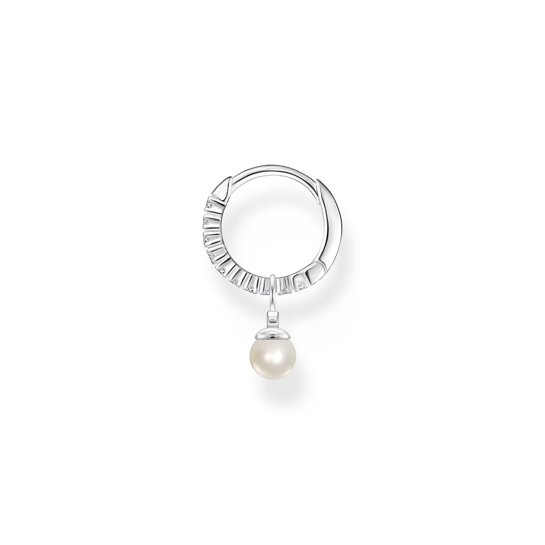 Single hoop earring with pearl pendant silver | THOMAS SABO Australia