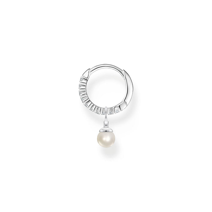 Single hoop earring with pearl pendant silver | THOMAS SABO Australia