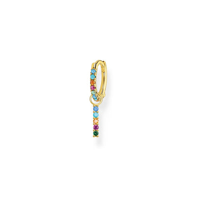 Single hoop earring with coloured stones and pendant gold | THOMAS SABO Australia
