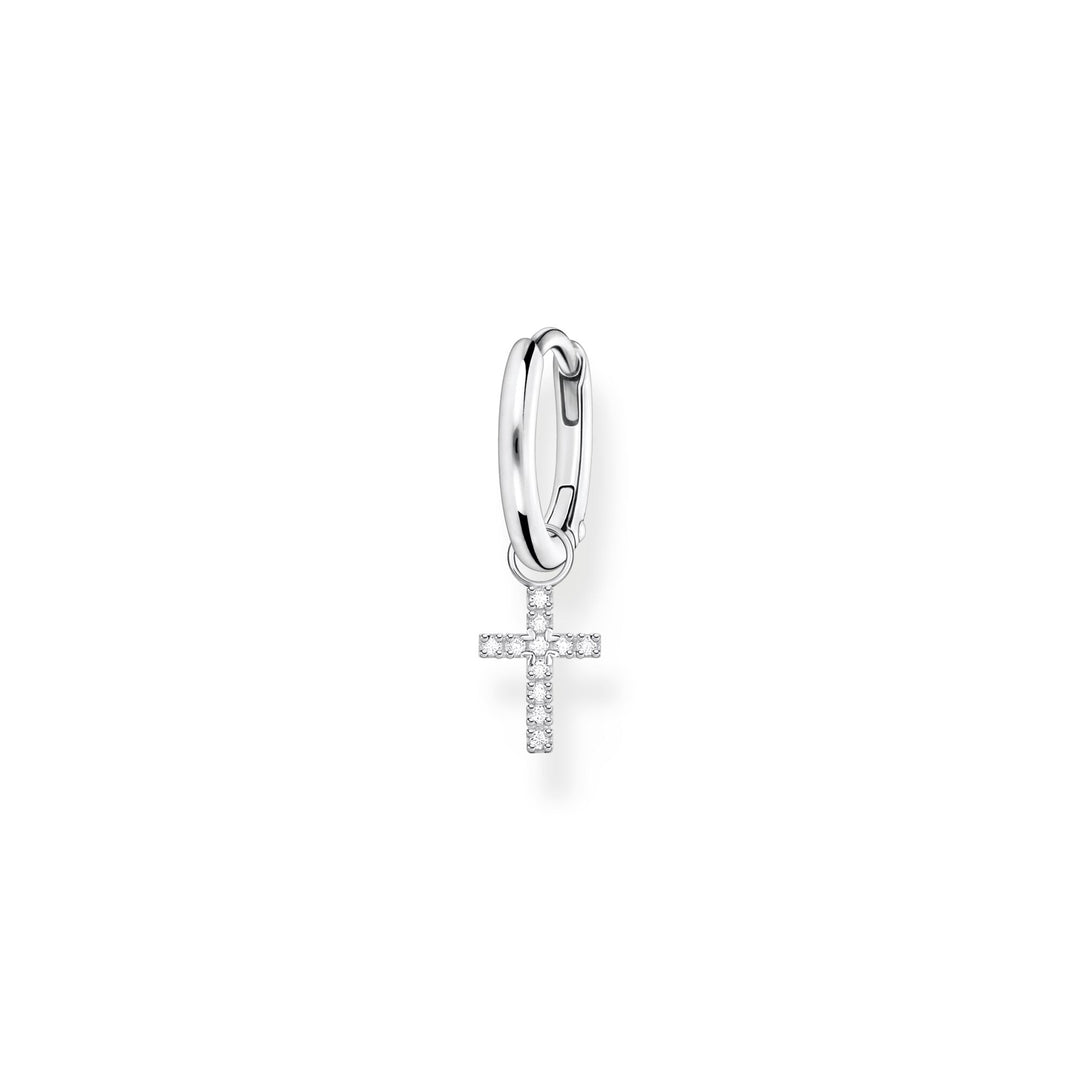 Single hoop earring with cross prendant silver | THOMAS SABO Australia