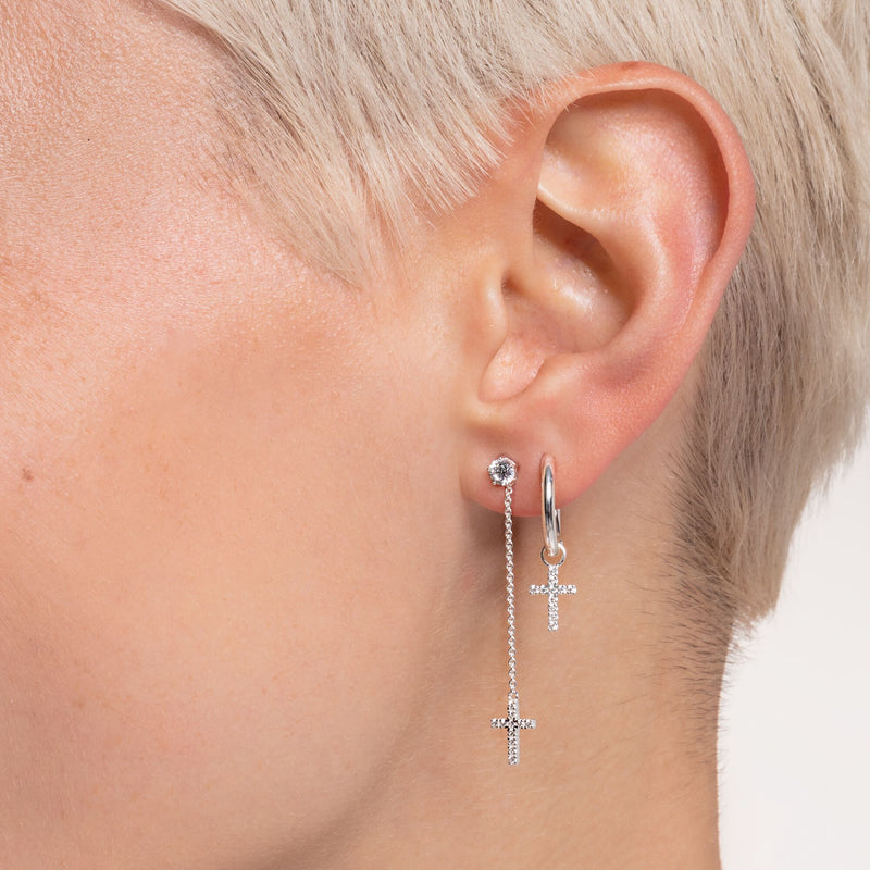 Single hoop earring with cross prendant silver | THOMAS SABO Australia