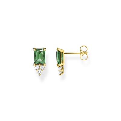 Green Stone Stud Earrings set in Gold  | Thomas Sabo Australia