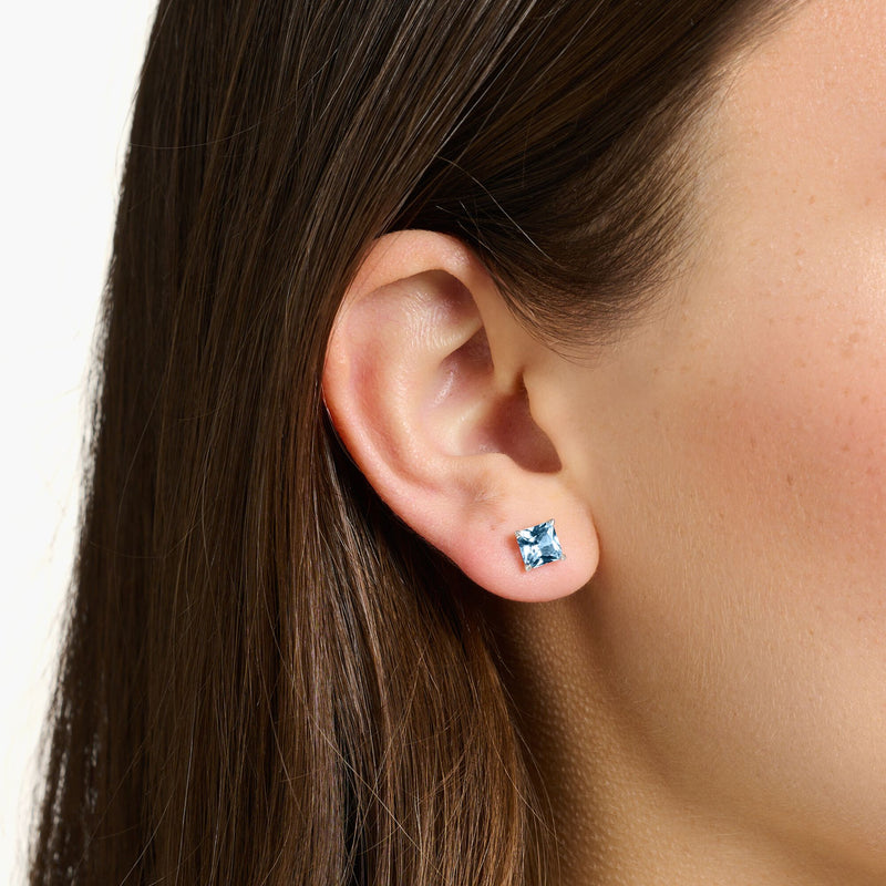 Ear studs blue stone silver