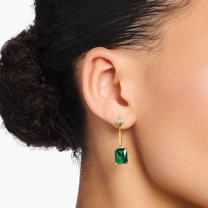 Heritage Green Stone Gold Drop Earrings | THOMAS SABO Australia