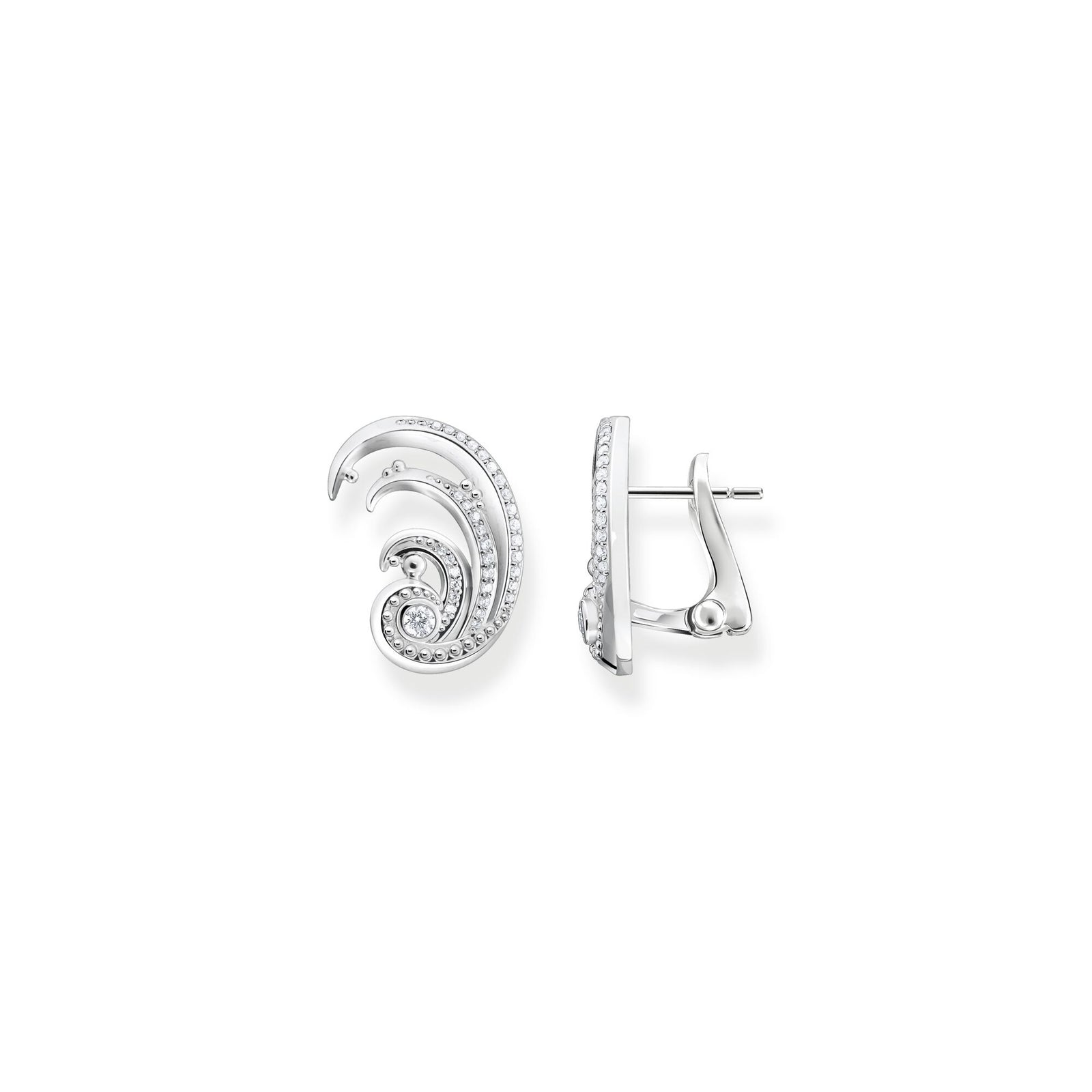 Ear studs wave with white stones | THOMAS SABO Australia