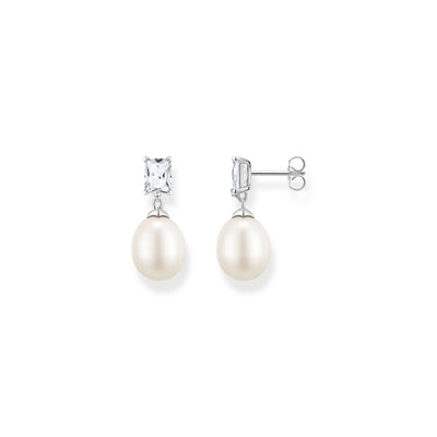 Earrings PEarl with White Stone Silver | THOMAS SABO Australia
