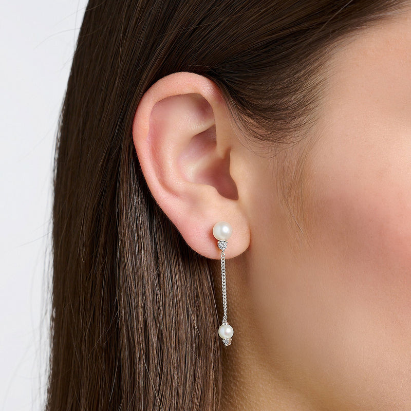 Earrings pearl with winter sun rays silver | THOMAS SABO Australia
