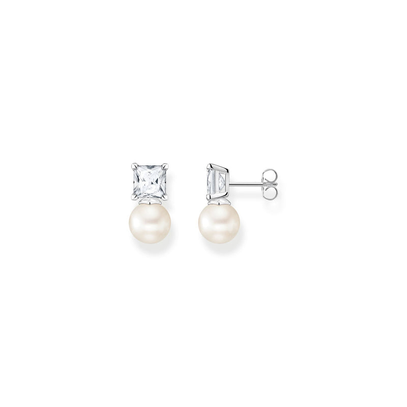 Ear studs pearl with white stone silver | THOMAS SABO Australia
