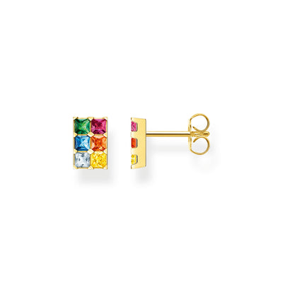 Ear studs colourful stones gold