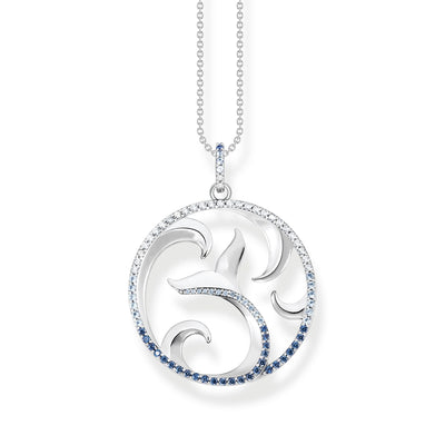 Necklace tail fin and wave with blue stones | THOMAS SABO Australia
