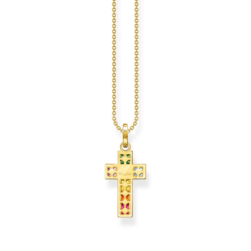 Necklace cross colourful stones gold | THOMAS SABO Australia
