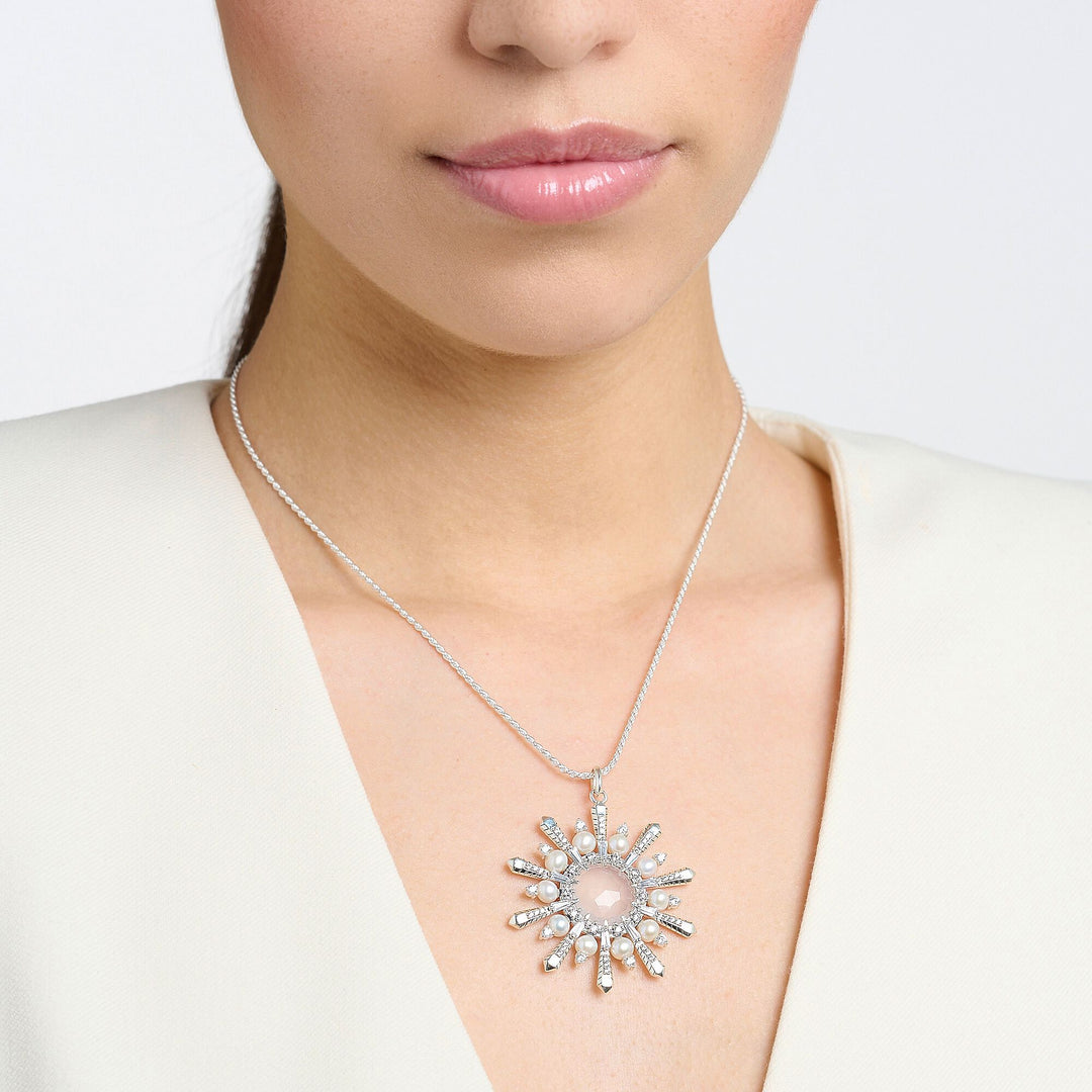 Pendant milky quartz with winter sun rays silver | THOMAS SABO Australia