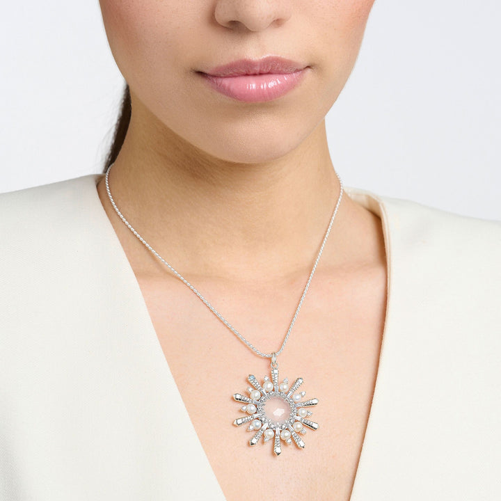 Pendant milky quartz with winter sun rays silver | THOMAS SABO Australia