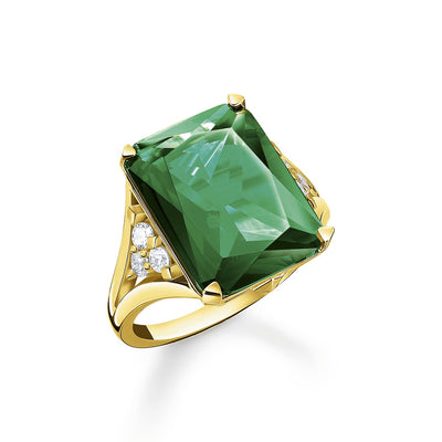 Green Stone Ring set in Gold | Thomas Sabo Australia