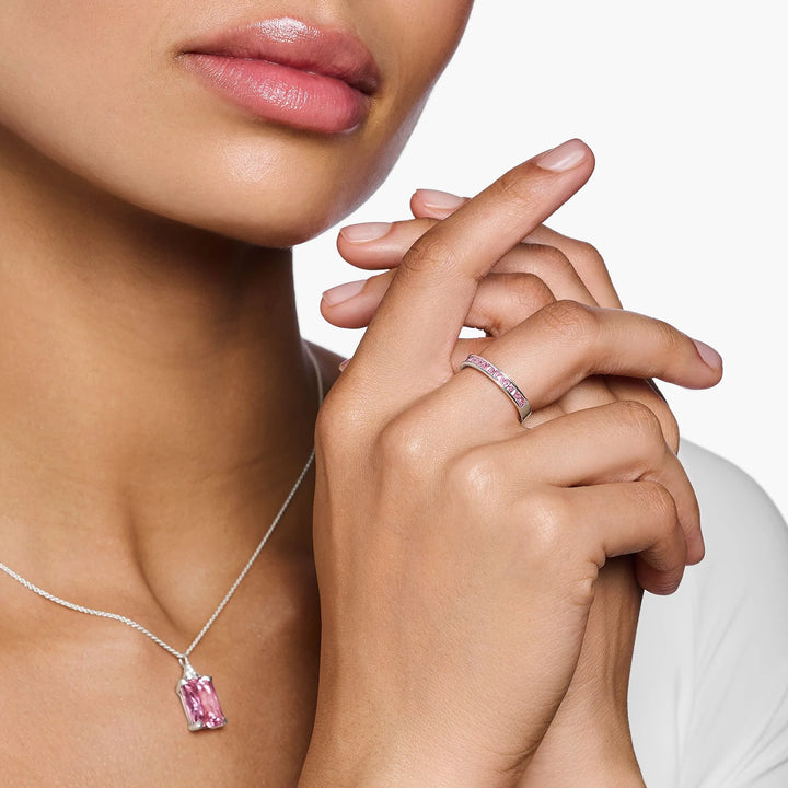 Heritage Pink Pave Silver Band Ring | THOMAS SABO Australia