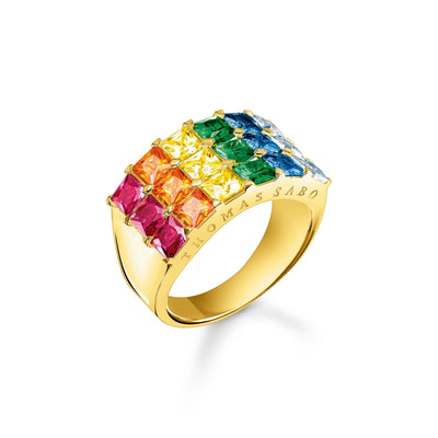 Ring Colourful Stones Pavé Gold | THOMAS SABO Australia