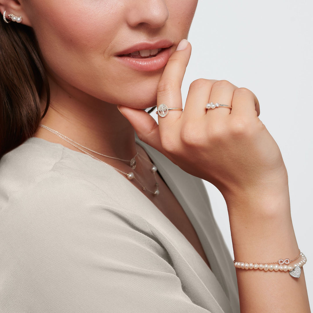 Ring pearls and white stones silver | THOMAS SABO Australia