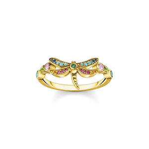 Ring dragonfly with coloured stones gold | THOMAS SABO Australia