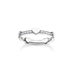 Ring pavé with hearts silver | THOMAS SABO Australia