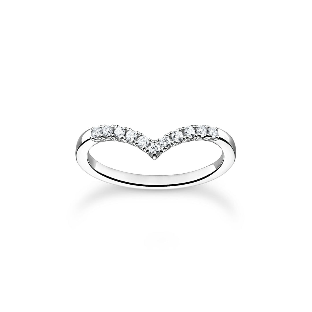 Ring V-shape with white stones silver | THOMAS SABO Australia