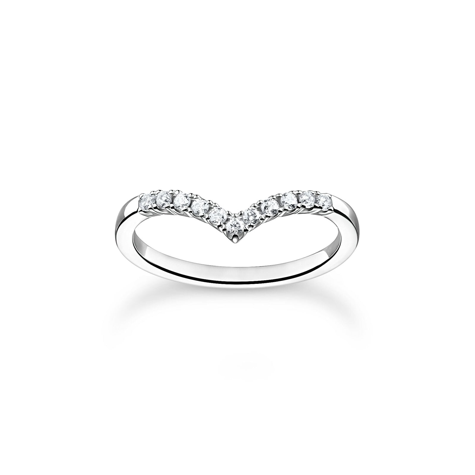 Ring V-shape with white stones silver | THOMAS SABO Australia