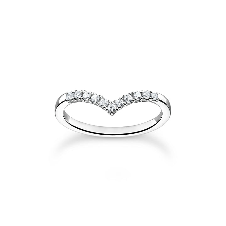 Ring V-shape with white stones silver | THOMAS SABO Australia