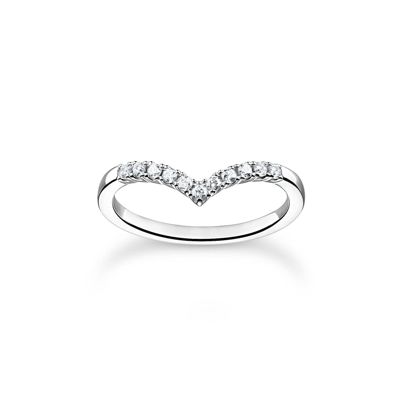 Ring V-shape with white stones silver | THOMAS SABO Australia