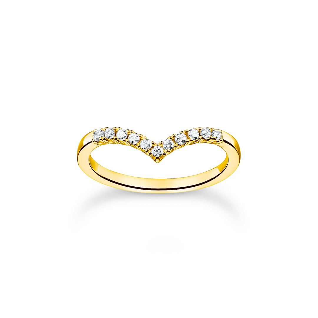 Ring V-shape with white stones gold | THOMAS SABO Australia
