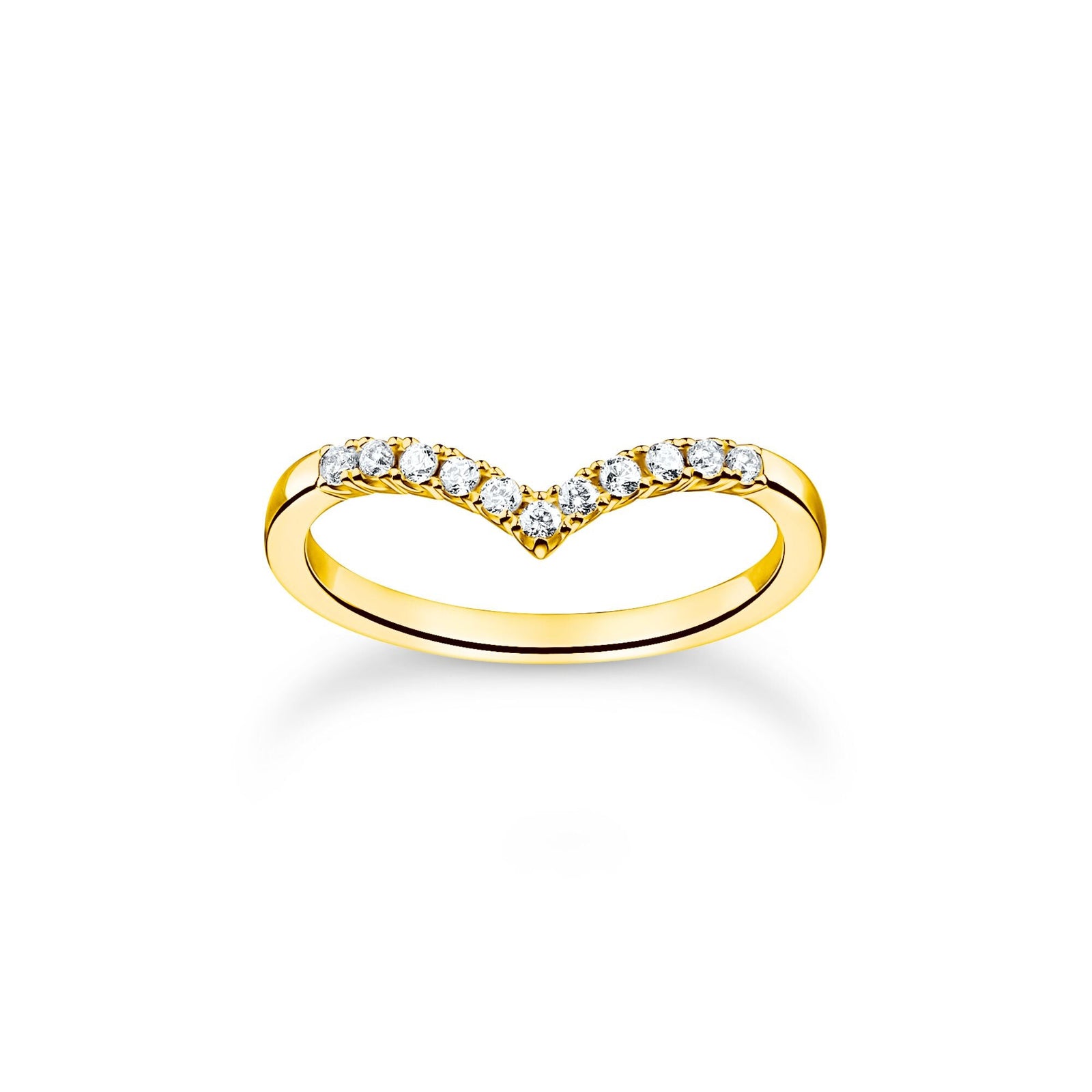 Ring V-shape with white stones gold | THOMAS SABO Australia