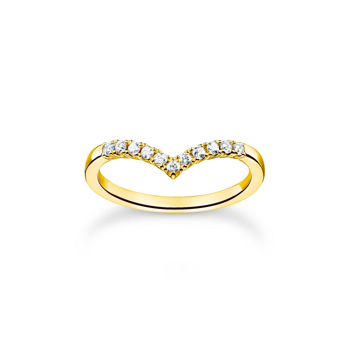Ring V-shape with white stones gold | THOMAS SABO Australia