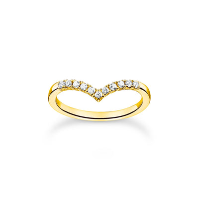 Ring V-shape with white stones gold | THOMAS SABO Australia