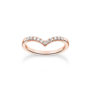 Ring V-shape with white stones rose gold | THOMAS SABO Australia