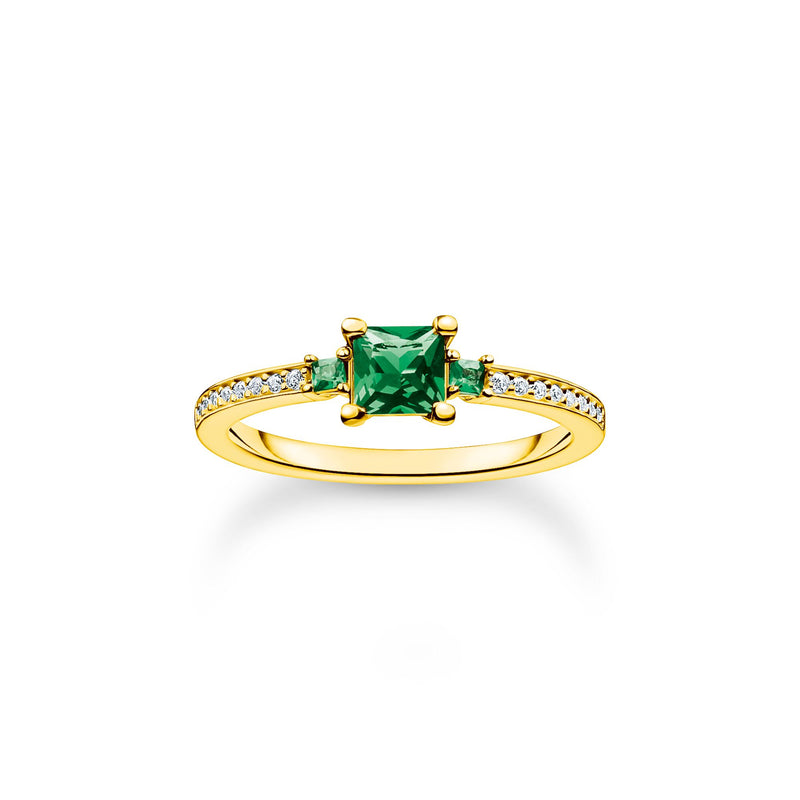 Ring with green and white stones gold | THOMAS SABO Australia
