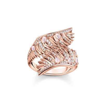 Ring phoenix wing with pink stones rose gold | THOMAS SABO Australia
