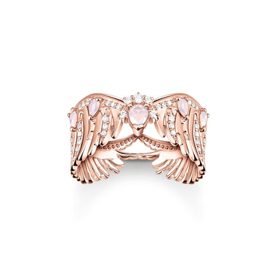 Ring phoenix wing with pink stones rose gold | THOMAS SABO Australia