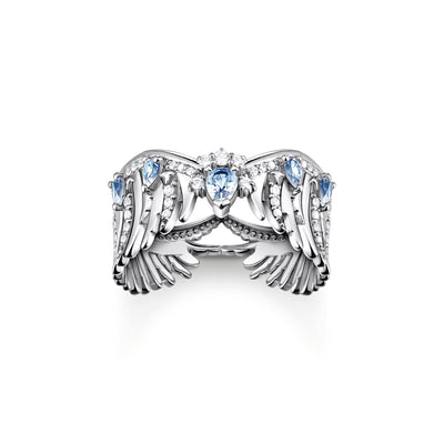 Ring phoenix wing with blue stones silver | THOMAS SABO Australia